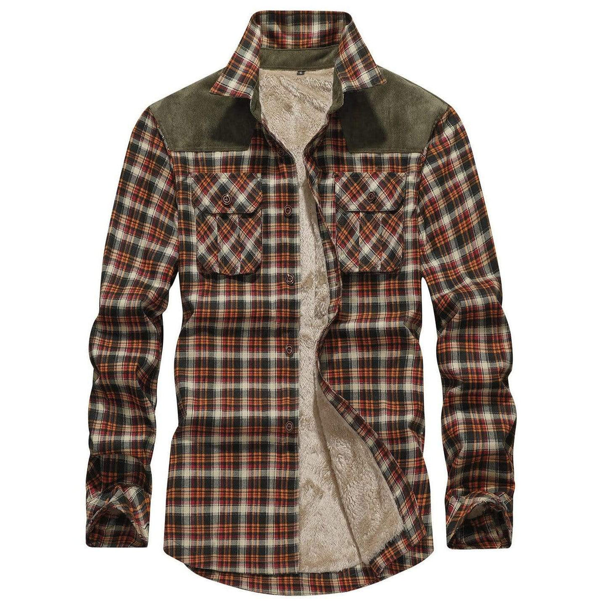 Faux Fur Lined Plaid Shirt Jacket for Men | Cold Weather Layering