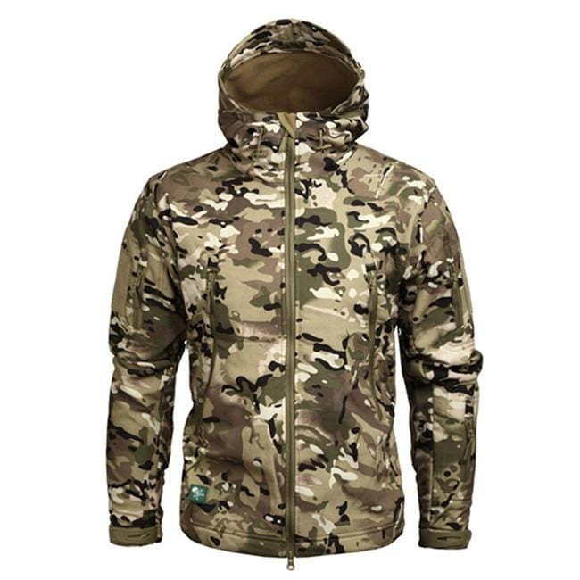 Hooded Camo Jacket with Zip Pockets for Men | Outdoor Wear