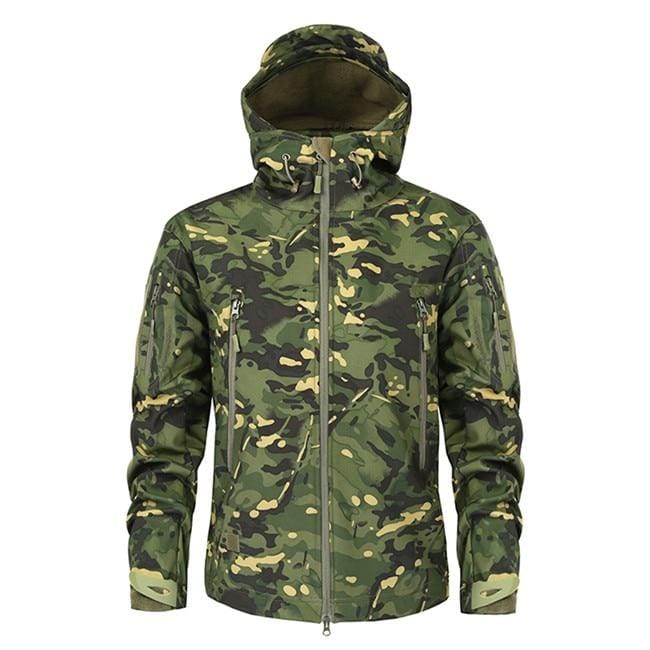 Hooded Camo Jacket with Zip Pockets for Men | Outdoor Wear