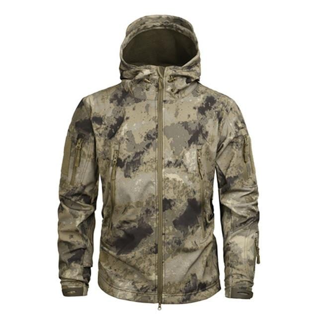 Hooded Camo Jacket with Zip Pockets for Men | Outdoor Wear