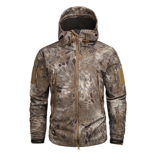Hooded Camo Jacket with Zip Pockets for Men | Outdoor Wear