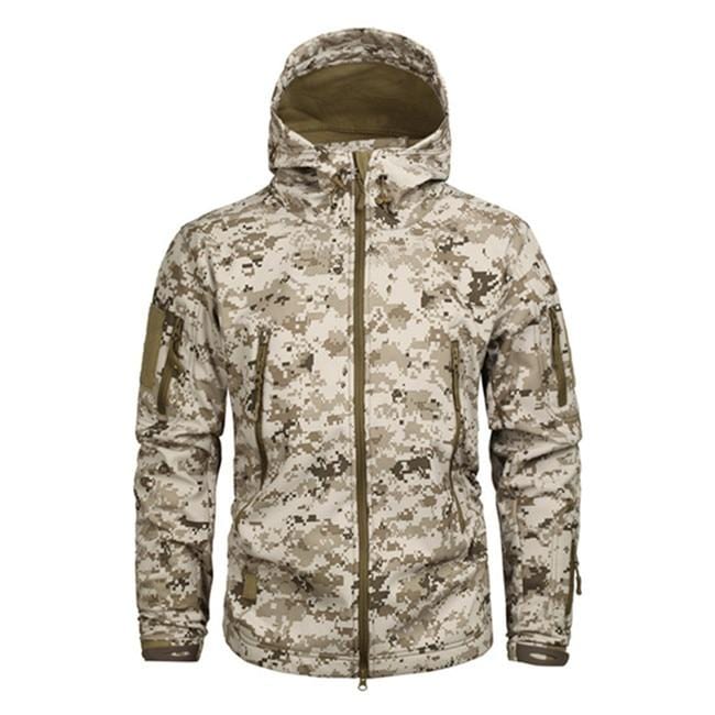 Hooded Camo Jacket with Zip Pockets for Men | Outdoor Wear
