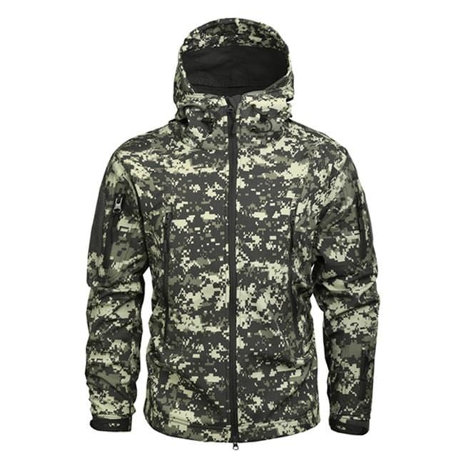 Hooded Camo Jacket with Zip Pockets for Men | Outdoor Wear