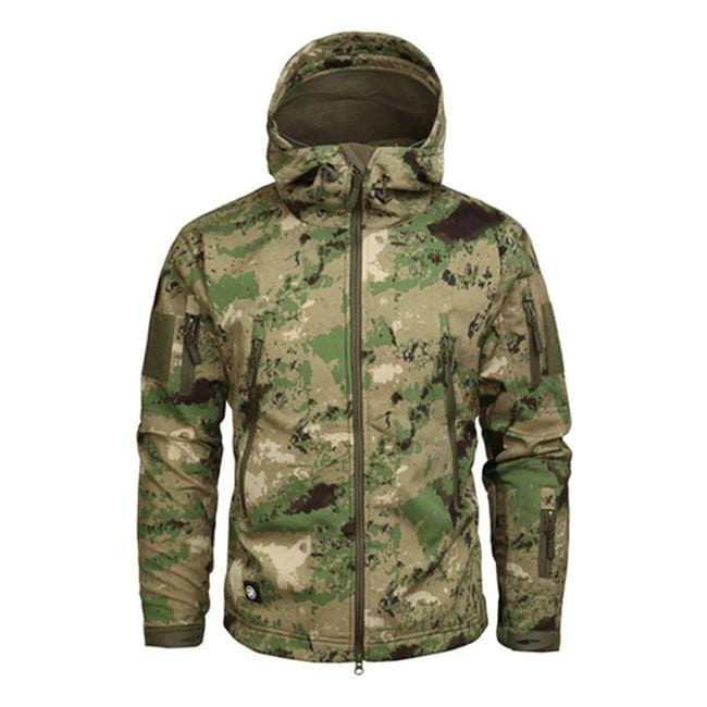 Hooded Camo Jacket with Zip Pockets for Men | Outdoor Wear
