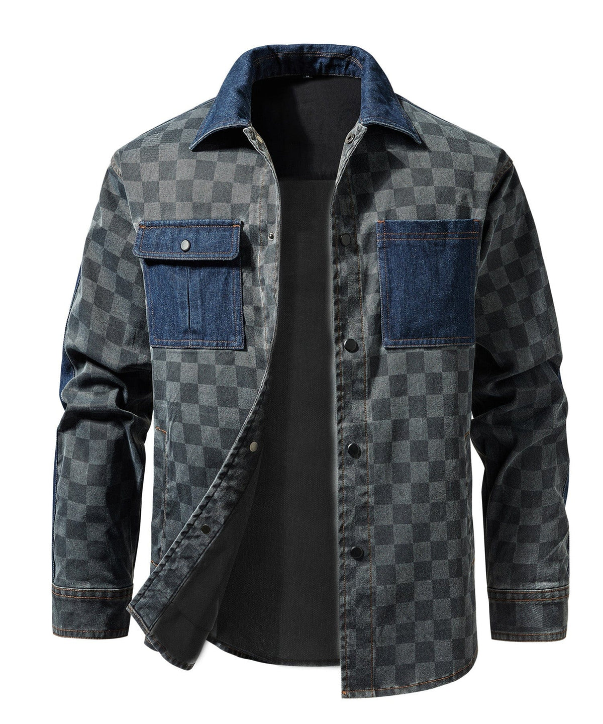 Grey Checked Shirt Jacket for Men | Casual Layering