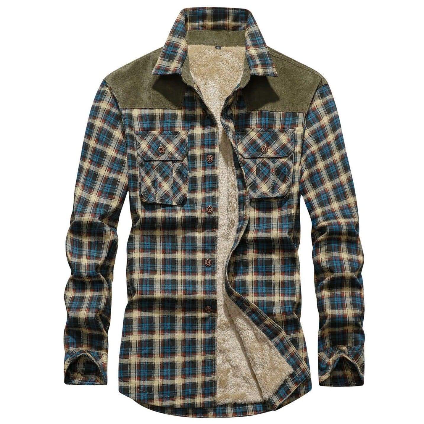 Faux Fur Lined Plaid Shirt Jacket for Men | Cold Weather Layering