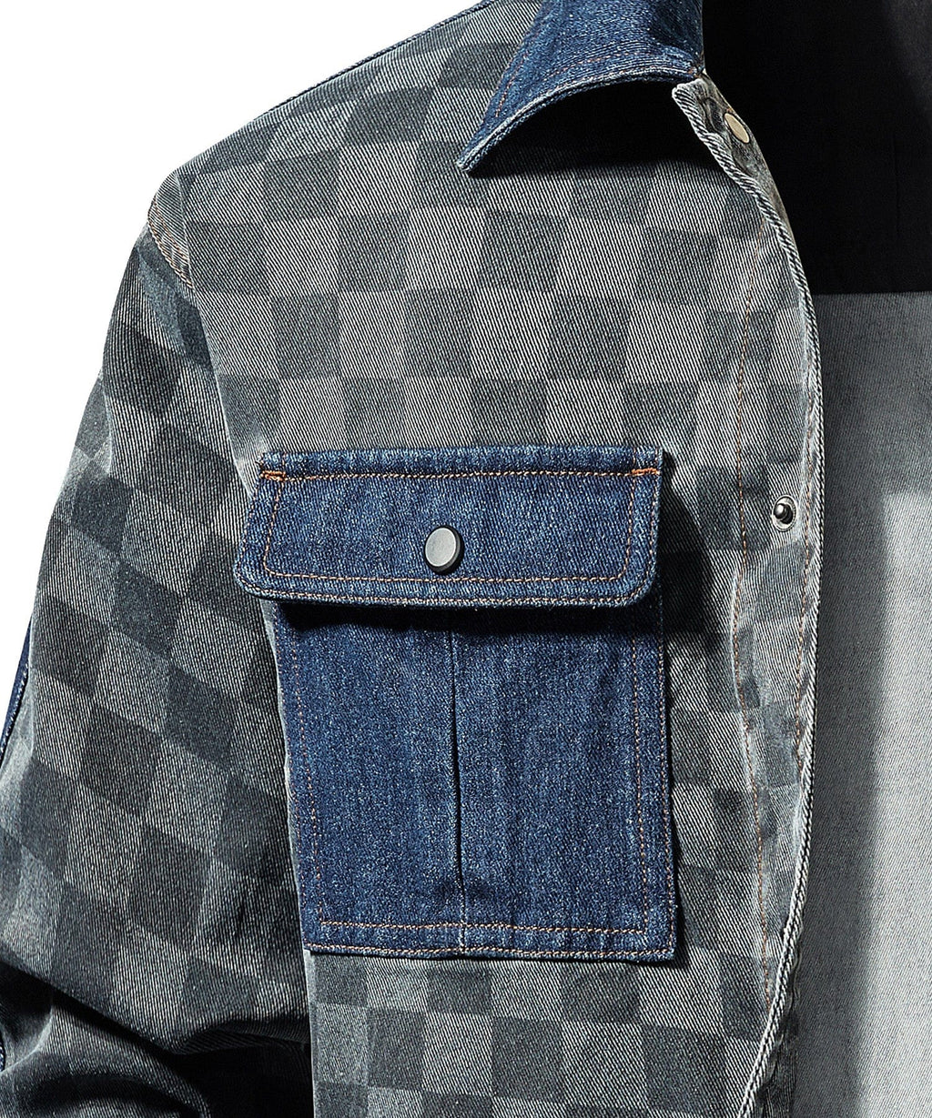 Grey Checked Shirt Jacket for Men | Casual Layering