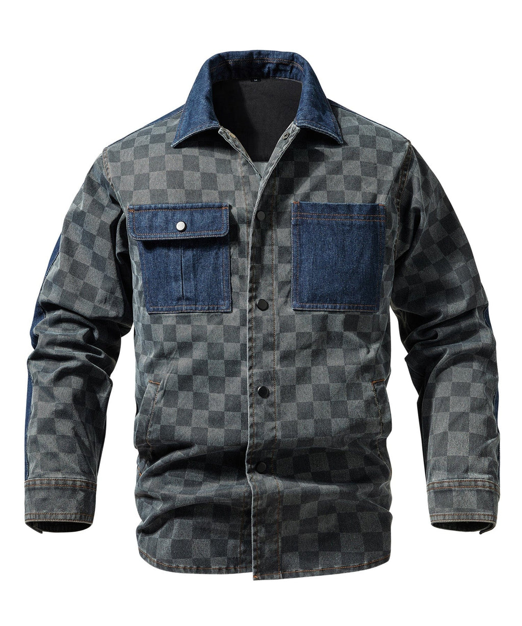 Grey Checked Shirt Jacket for Men | Casual Layering