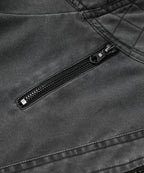 Washed Canvas Quilted Shoulder Moto Jacket for Men | Casual Wear