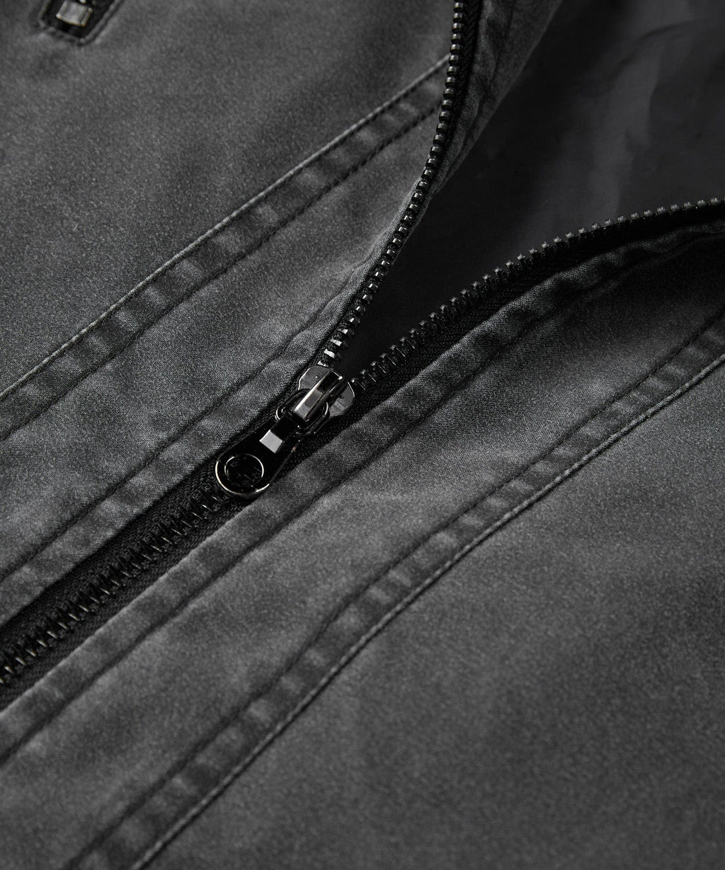Washed Canvas Quilted Shoulder Moto Jacket for Men | Casual Wear