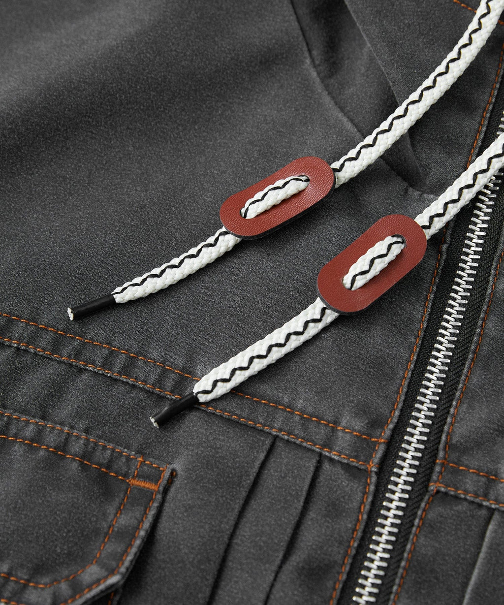Distressed Canvas Jacket with Plaid Lined Hood for Men | Casual Wear
