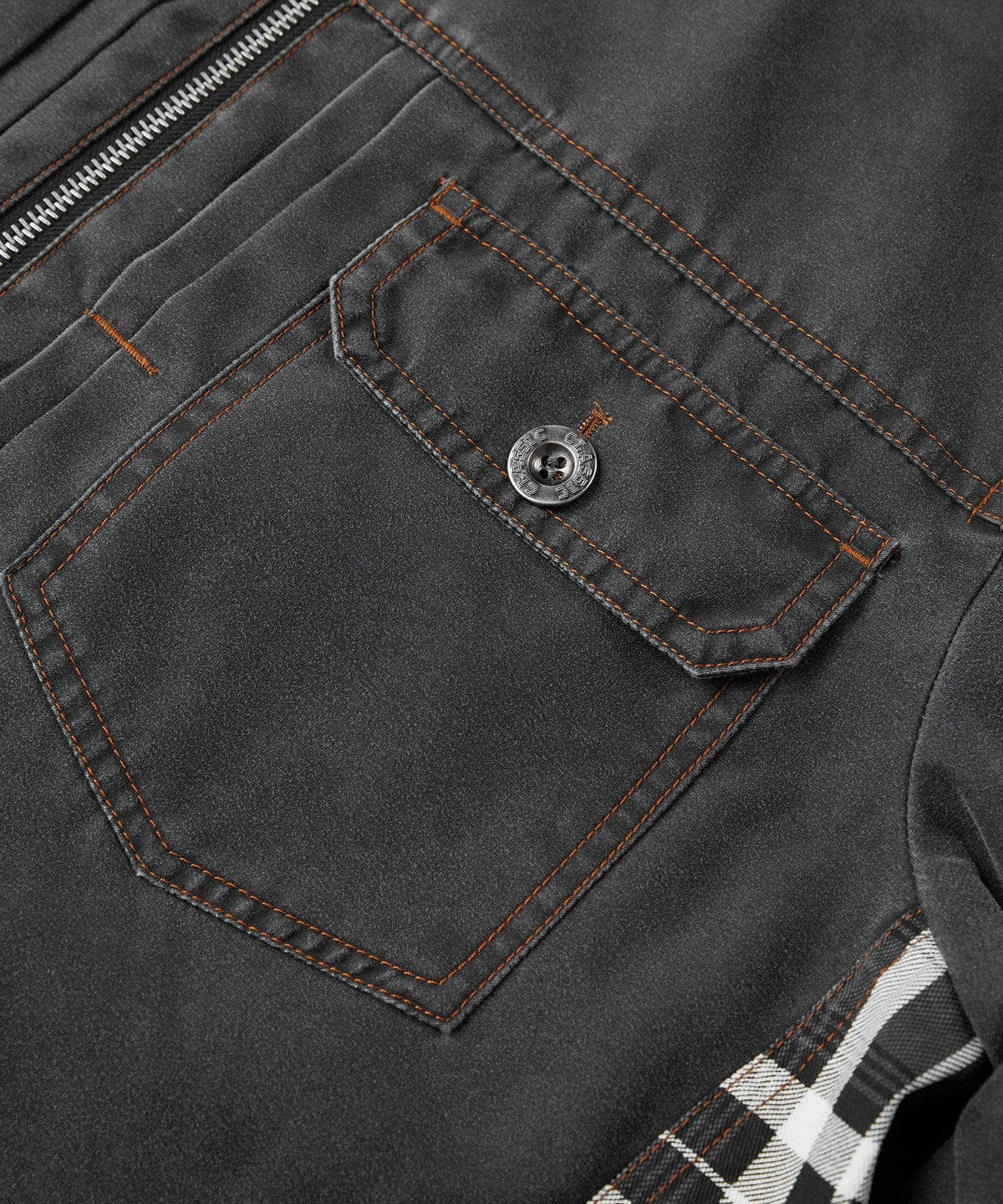 Distressed Canvas Jacket with Plaid Lined Hood for Men | Casual Wear