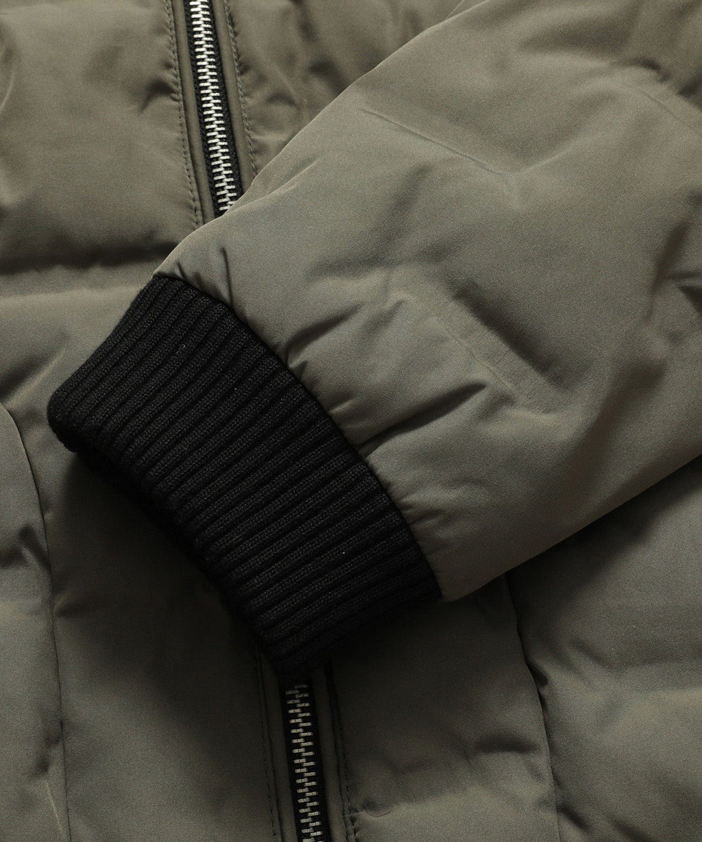 Army Green Insulated Puffer Bomber Jacket for Men | Winter Outerwear