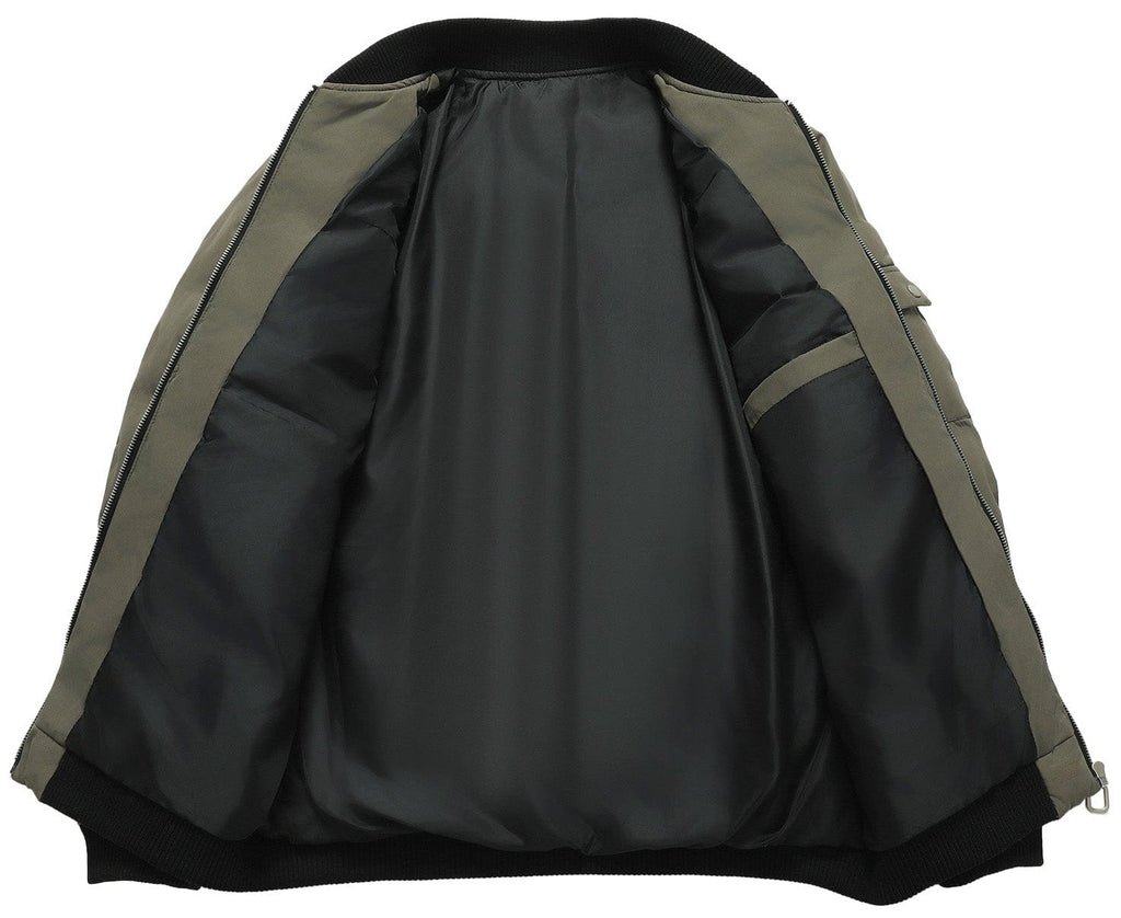 Army Green Insulated Puffer Bomber Jacket for Men | Winter Outerwear