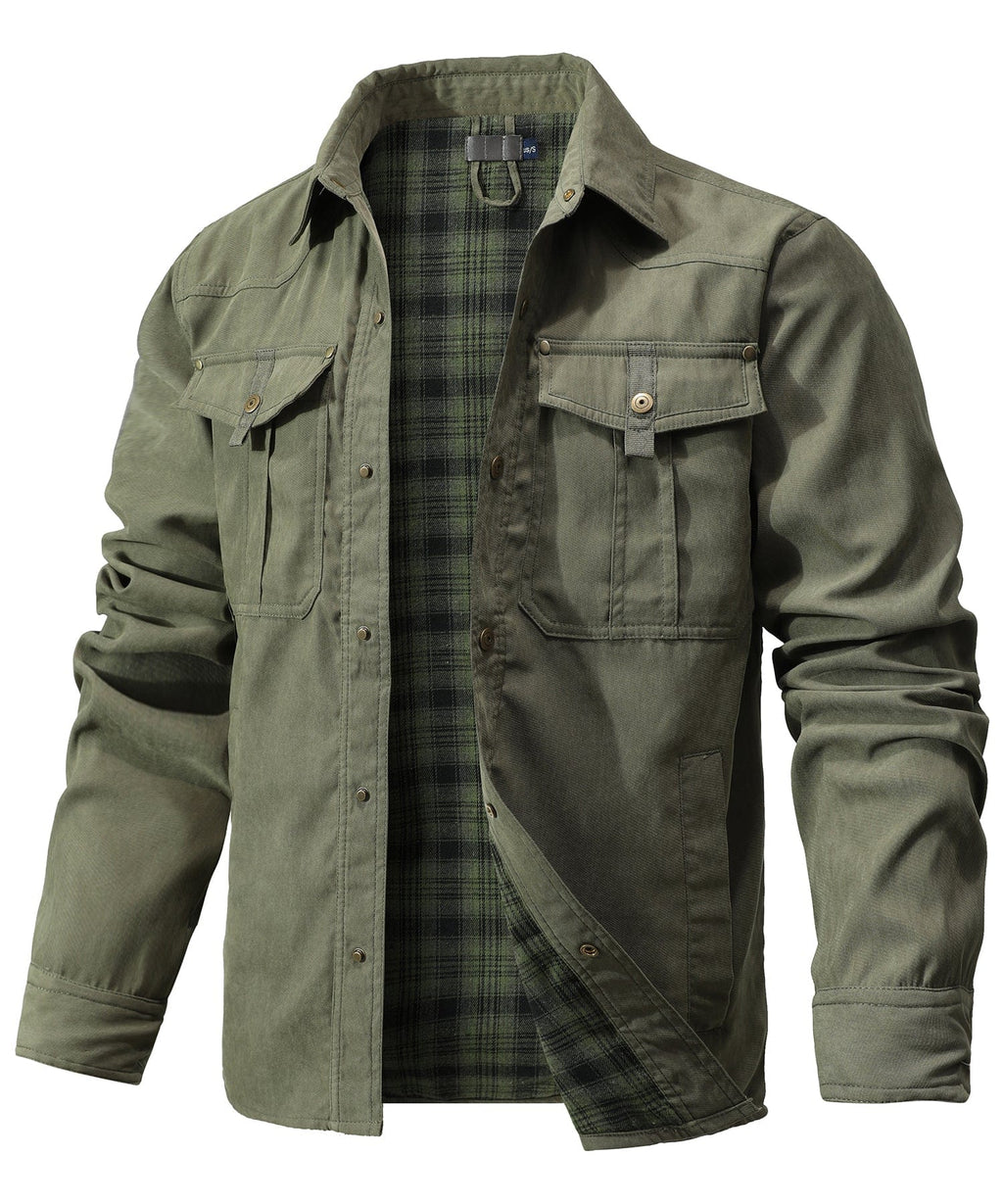 Flannel Lined Dual Chest Pocket Jacket for Men | Multi-Season Wear