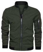 Lightweight Zip Up Bomber Jacket with Shoulder Pocket for Men | Spring Fall