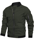 Lightweight Zip Up Bomber Jacket with Shoulder Pocket for Men | Spring Fall