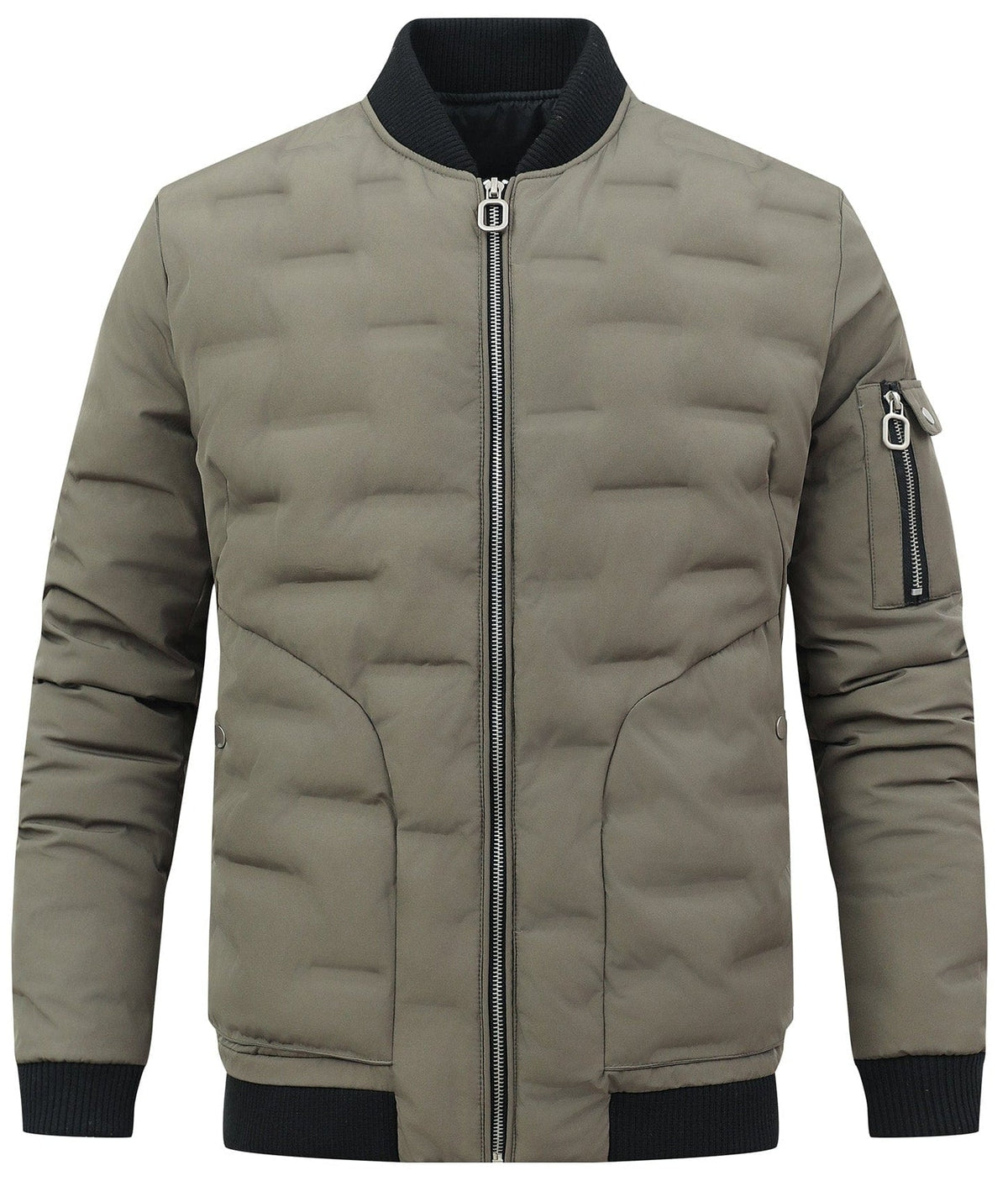 Army Green Insulated Puffer Bomber Jacket for Men | Winter Outerwear