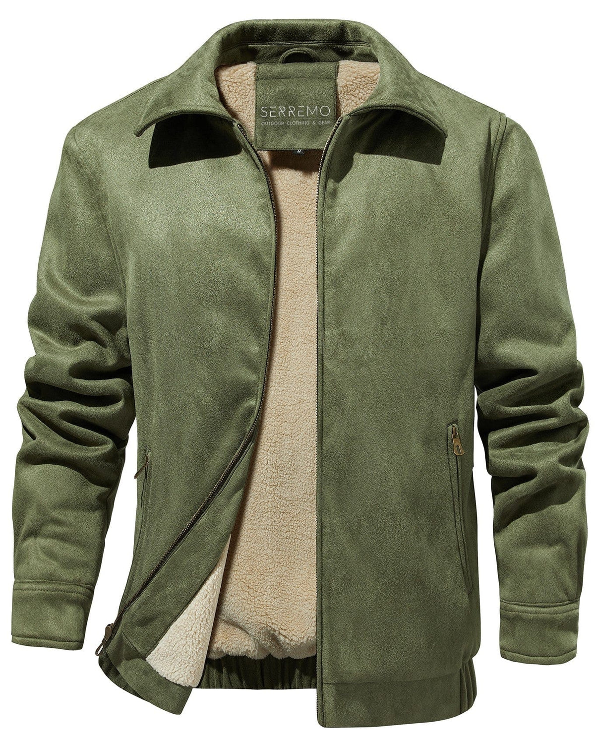 Plush Lined Stand Up Collar Jacket for Men | Outdoor Wear