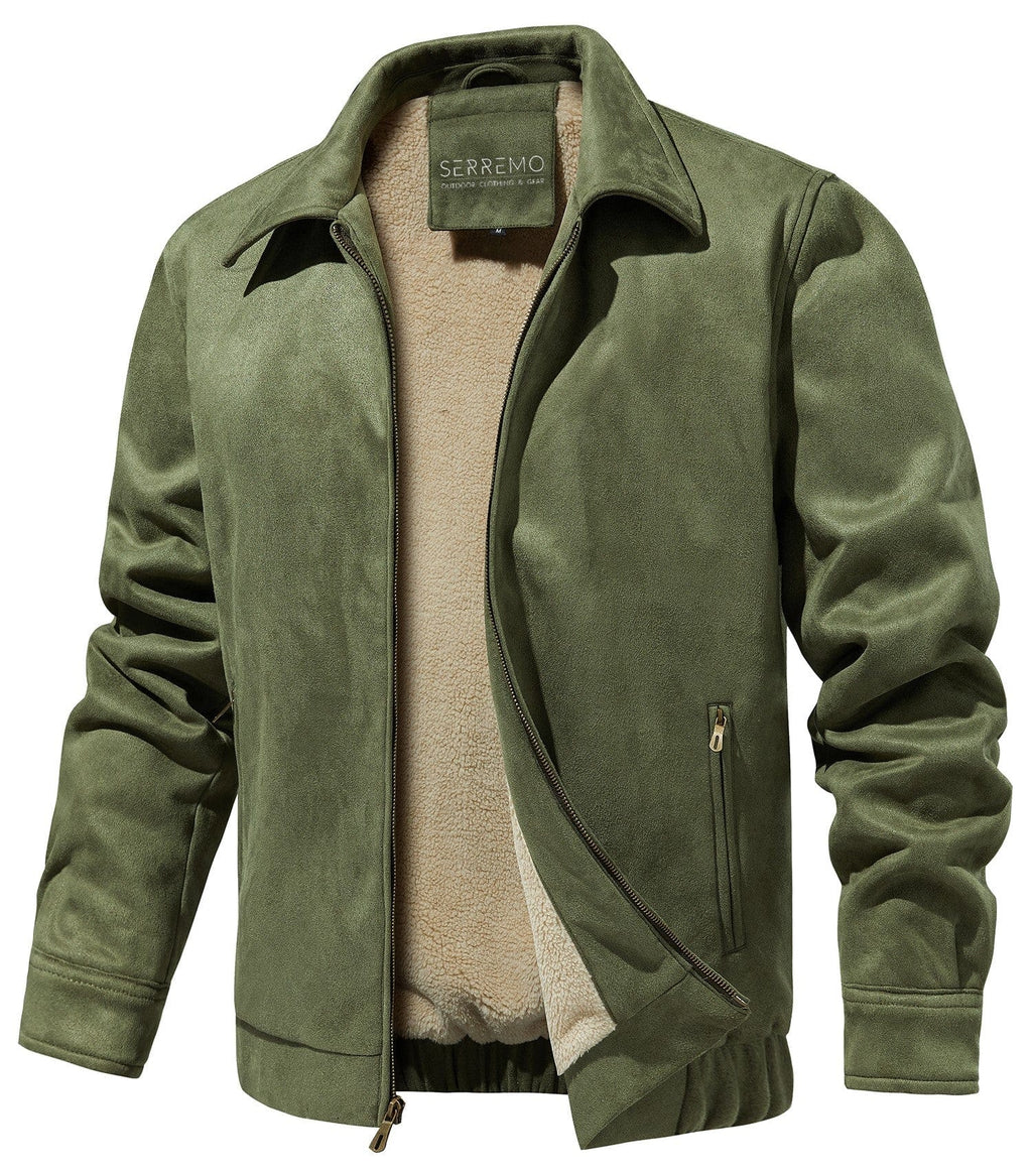 Plush Lined Stand Up Collar Jacket for Men | Outdoor Wear