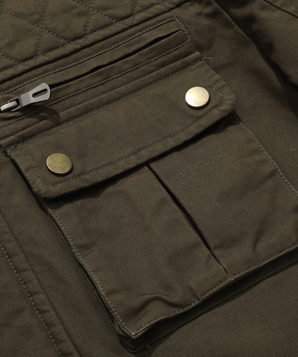 Quilted Lined Multi Pocket Field Jacket for Men | Casual Wear