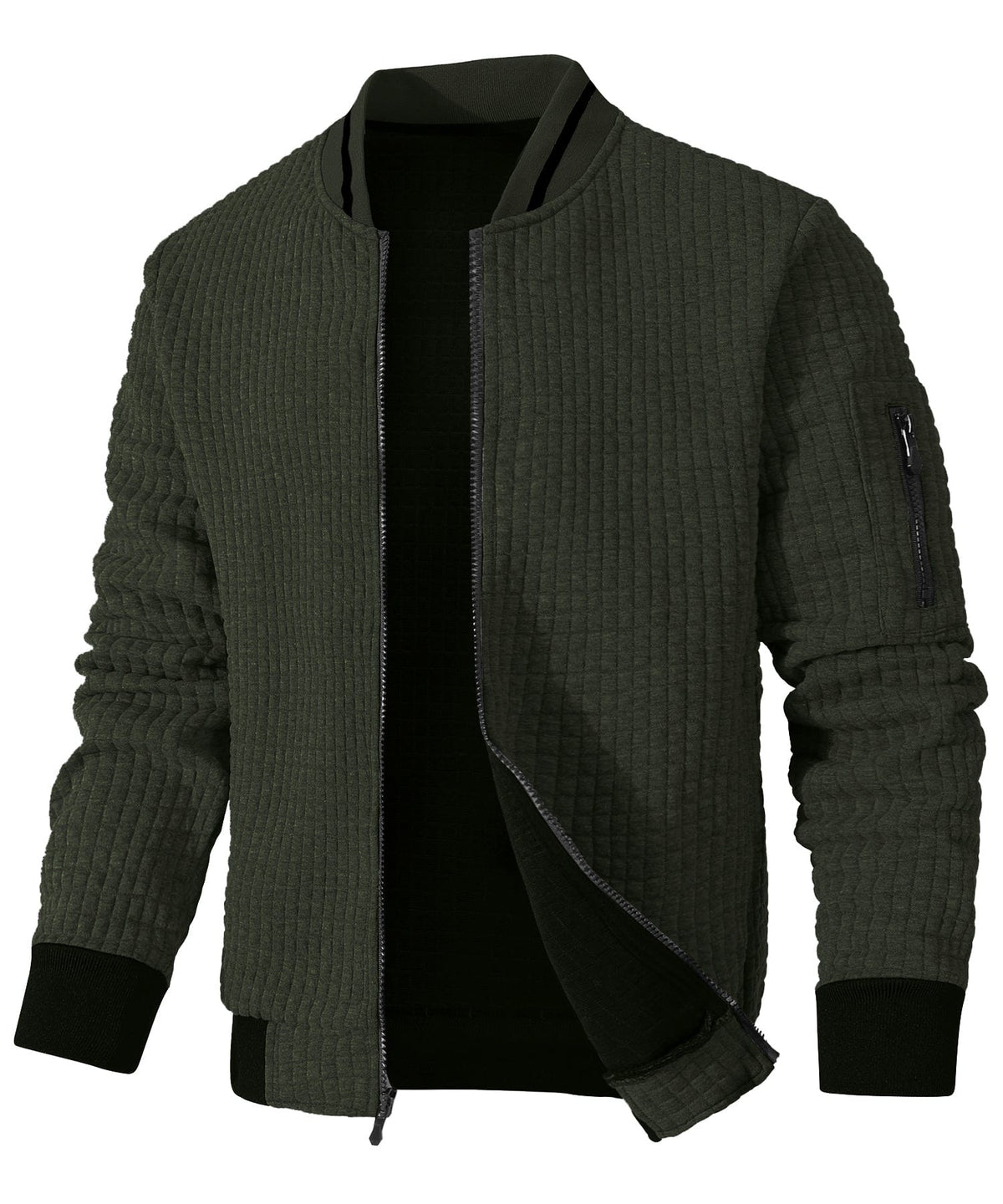 Minimalist Lightweight Zip Up Jacket with Sleeve Pocket for Men | Commuter Wear