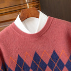 Argyle Pattern Merino Wool Sweater for Men | Casual and Business Wear