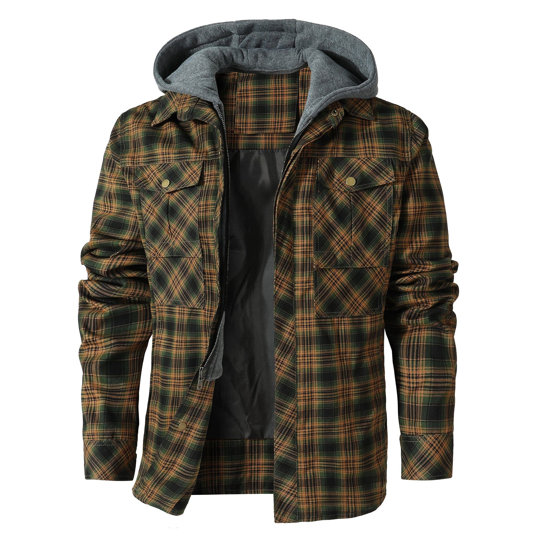 Quilted Insulated Hooded Flannel Jacket for Men | Outdoor Wear