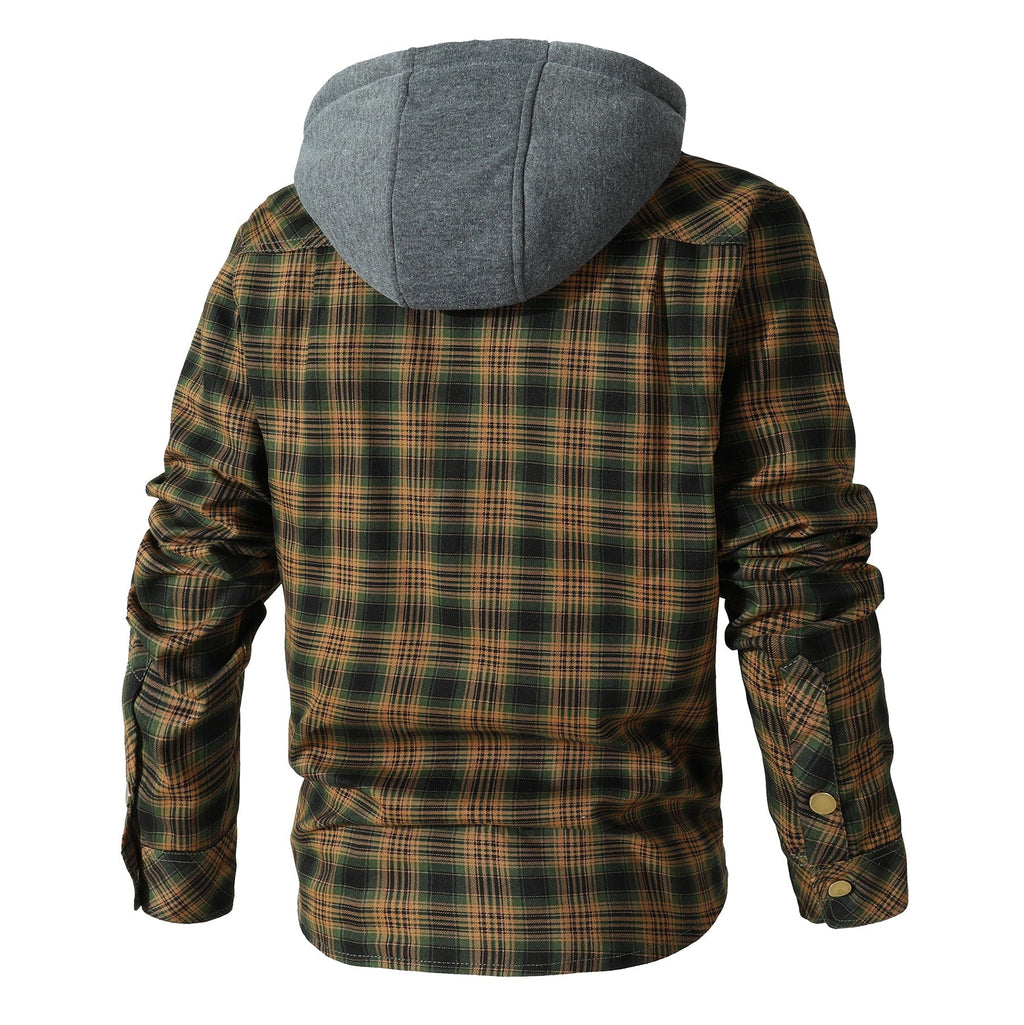Quilted Insulated Hooded Flannel Jacket for Men | Outdoor Wear