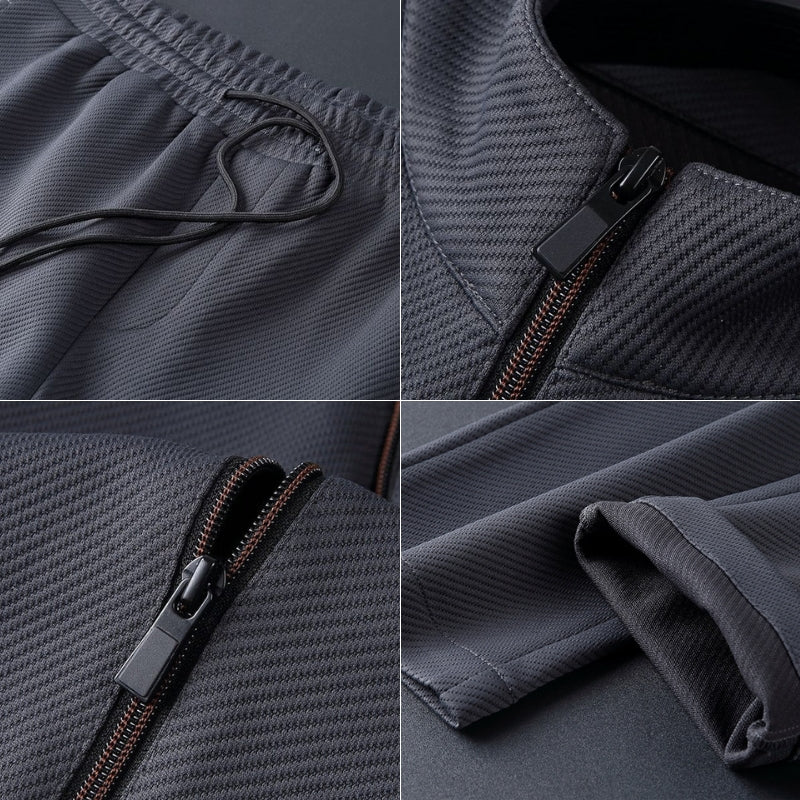 Moisture Wicking Full Zip Athletic Tracksuit Set for Men | Gym and Travel