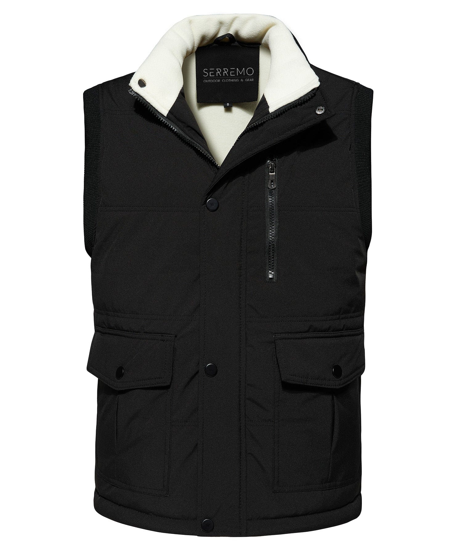 Fleece Collar Multi Pocket Zip Up Vest for Men | Outdoor Layering