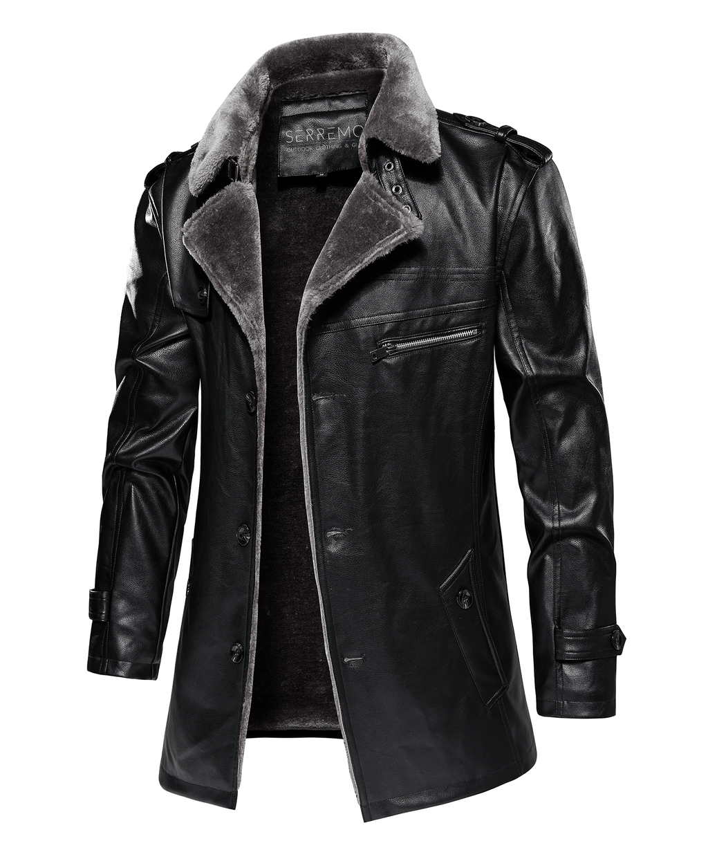 PU Leather Winter Coat for Men | Cold Weather Outerwear