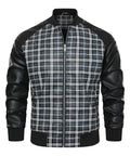 Black and Grey Plaid Contrast Sleeve Jacket for Men | Casual Wear