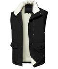 Fleece Collar Multi Pocket Zip Up Vest for Men | Outdoor Layering