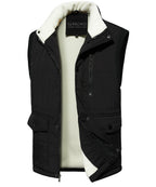 Fleece Collar Multi Pocket Zip Up Vest for Men | Outdoor Layering