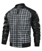 Black and Grey Plaid Contrast Sleeve Jacket for Men | Casual Wear