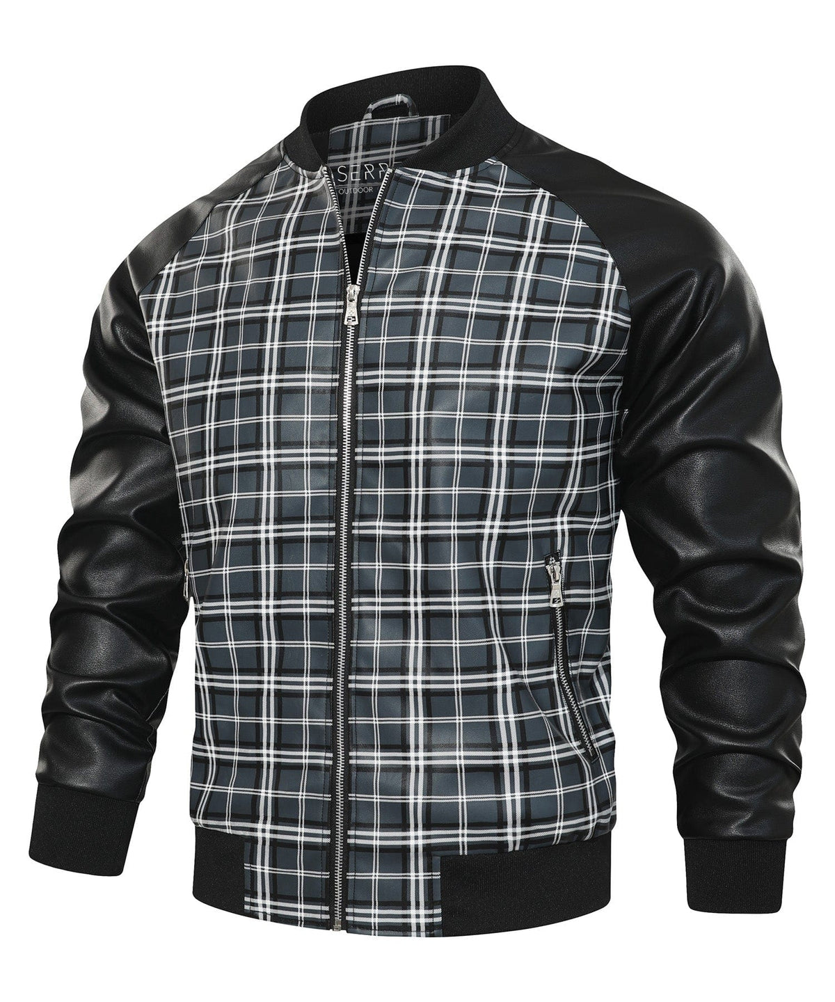 Black and Grey Plaid Contrast Sleeve Jacket for Men | Casual Wear