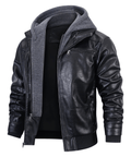Two in One Removable Hoodie PU Leather Jacket for Men | Everyday Wear
