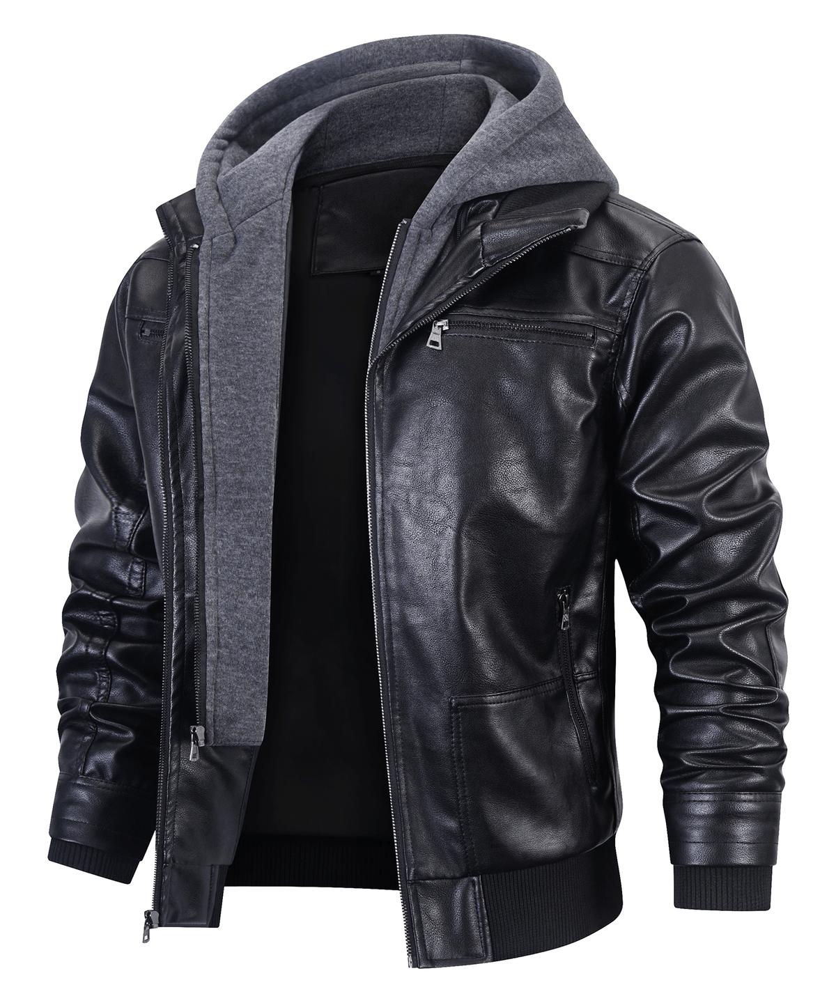 Two in One Removable Hoodie PU Leather Jacket for Men | Everyday Wear