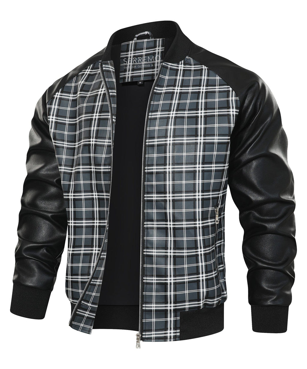 Black and Grey Plaid Contrast Sleeve Jacket for Men | Casual Wear