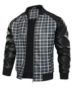 Black and Grey Plaid Contrast Sleeve Jacket for Men | Casual Wear