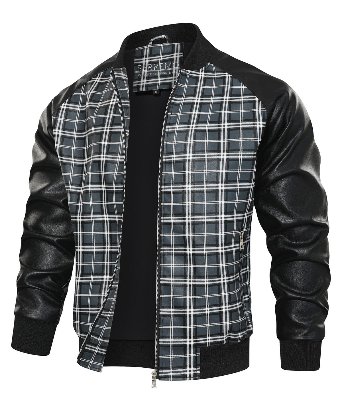 Black and Grey Plaid Contrast Sleeve Jacket for Men | Casual Wear