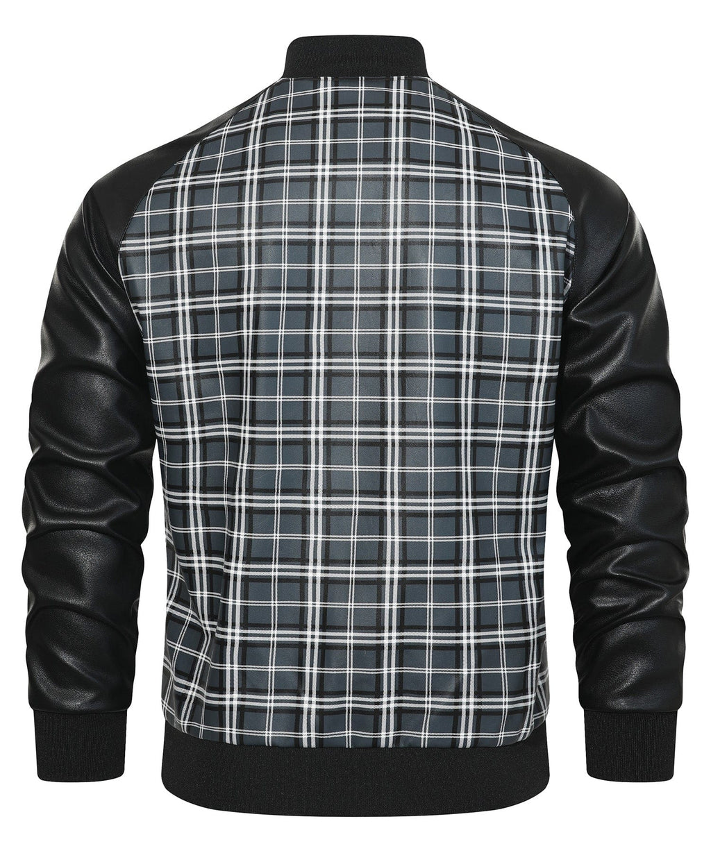 Black and Grey Plaid Contrast Sleeve Jacket for Men | Casual Wear