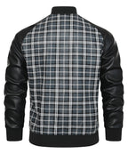 Black and Grey Plaid Contrast Sleeve Jacket for Men | Casual Wear