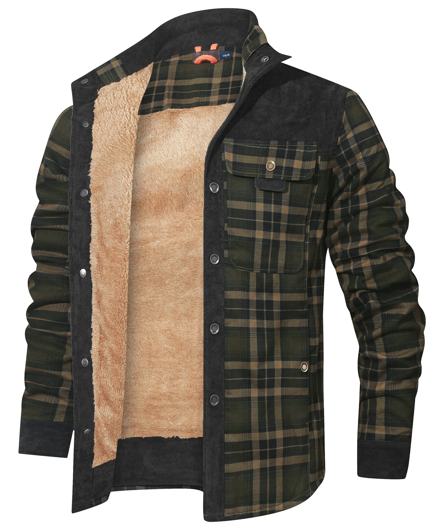 Snap Front Faux Fur Lined Flannel Jacket for Men | Winter Outerwear