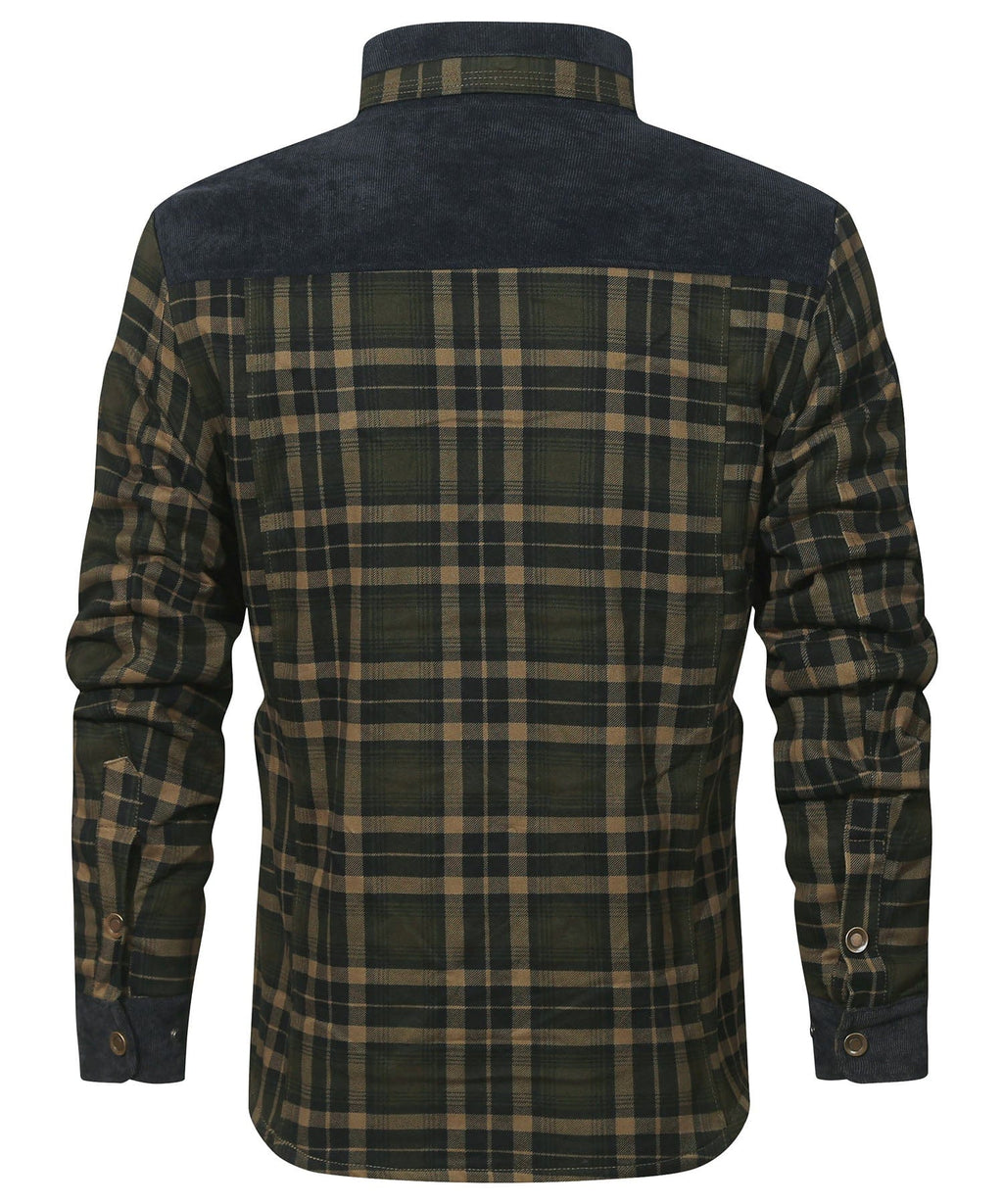 Snap Front Faux Fur Lined Flannel Jacket for Men | Winter Outerwear
