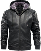 Plaid Lined PU Leather Jacket for Men | Casual Wear
