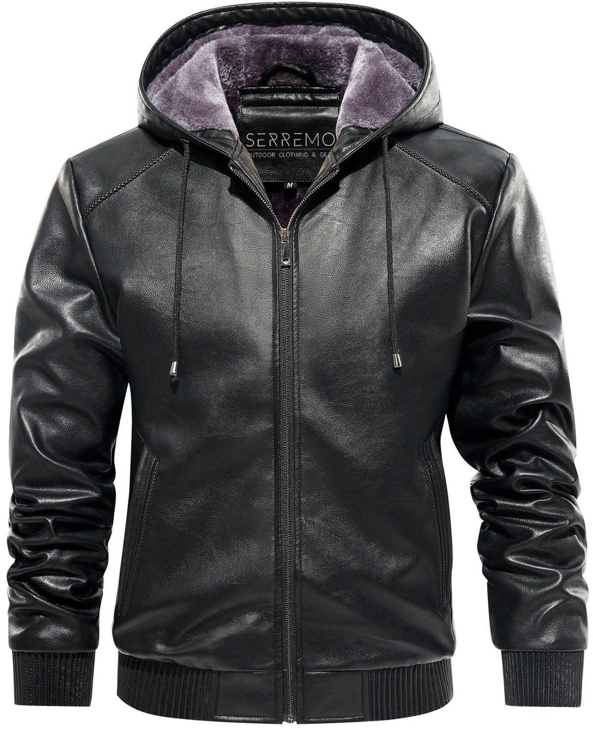 Plaid Lined PU Leather Jacket for Men | Casual Wear
