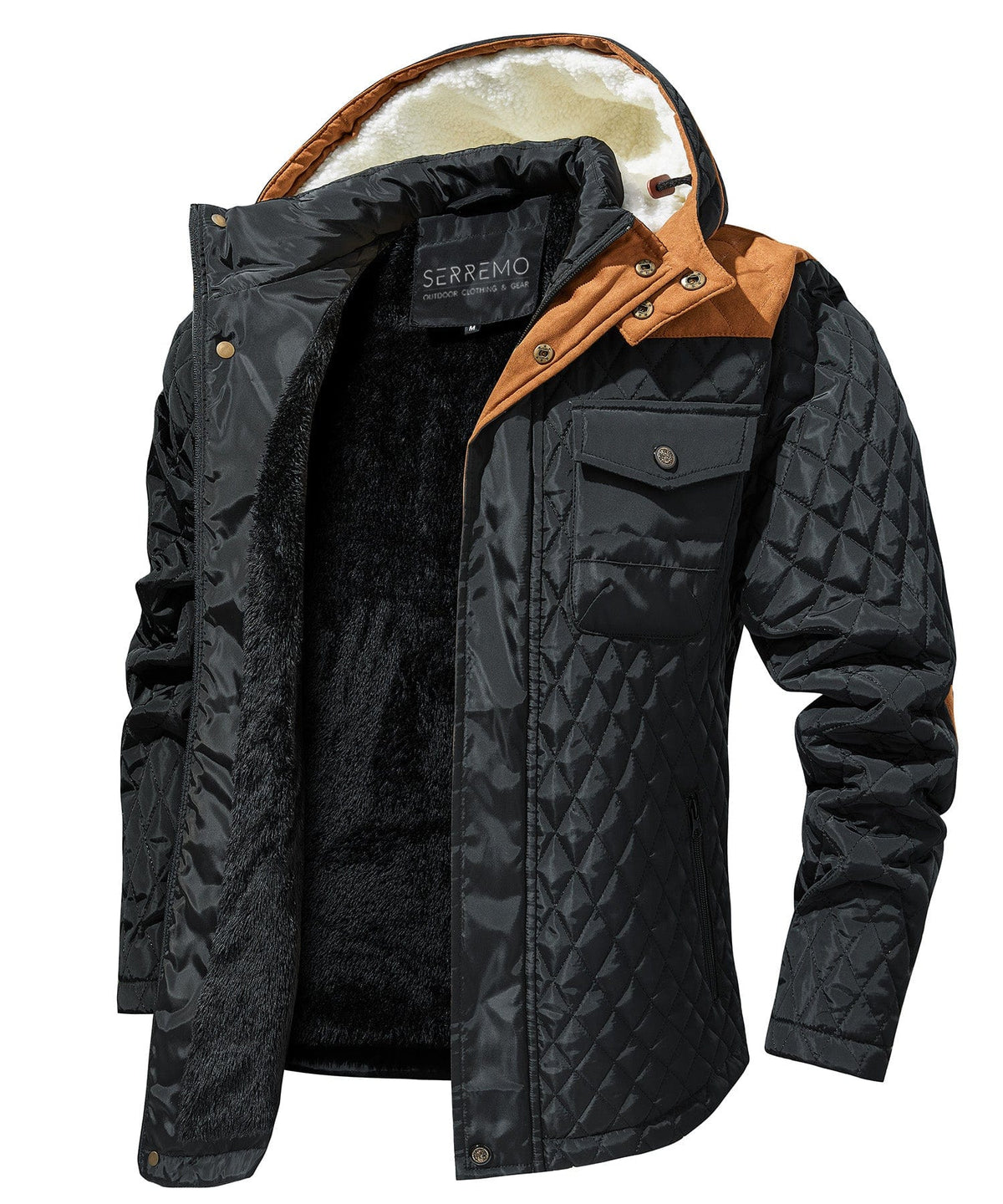 Sherpa Lined Hooded Quilted Winter Jacket for Men | Outdoor Wear