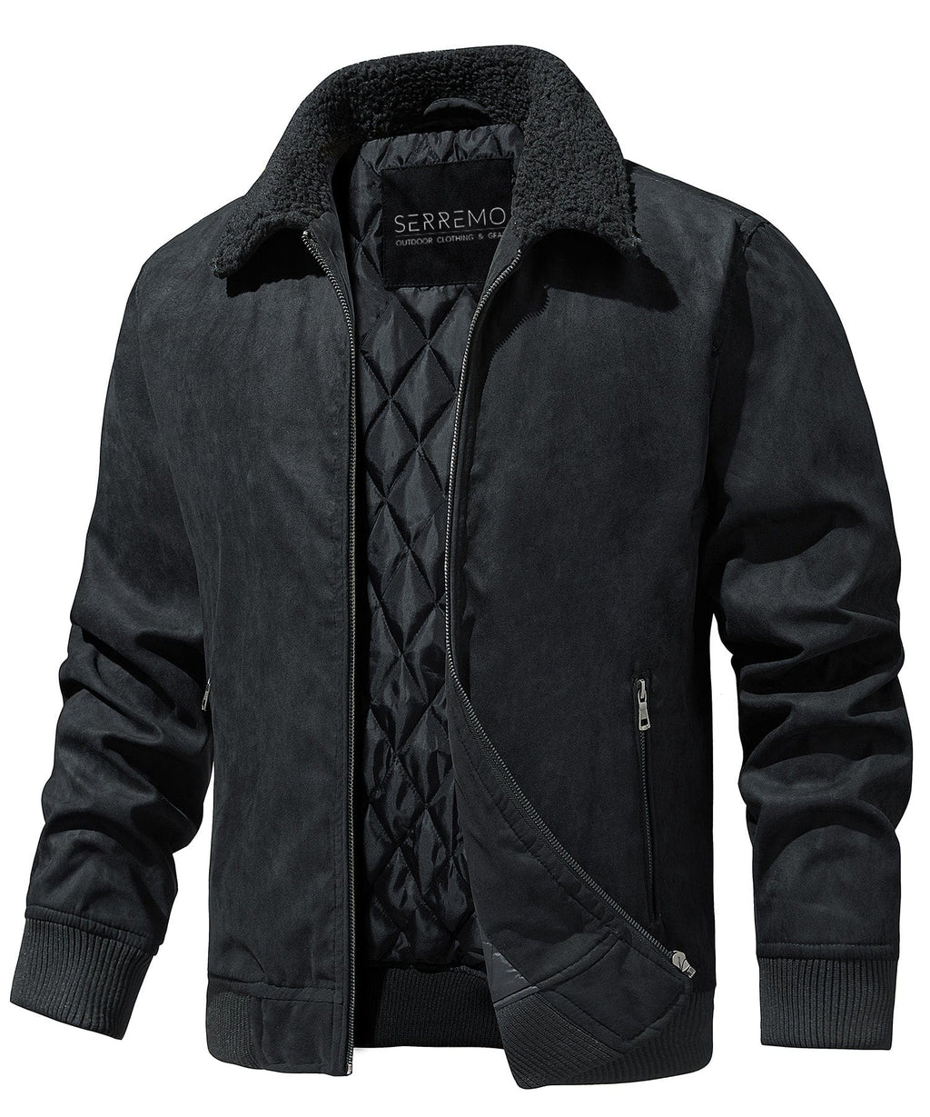 Sherpa Collar Quilted Insulated Bomber Jacket for Men | Winter Outerwear
